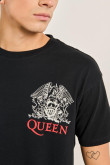 Camiseta cuello redondo negra con arte de Queen