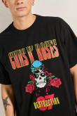 Camiseta manga corta oversize negra y arte de Guns N´ Roses