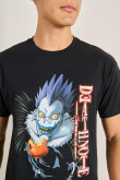 Camiseta cuello redondo negra con diseño de Death Note