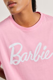 Camiseta rosada oversize manga corta con diseño de Barbie