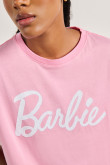 Camiseta rosada oversize manga corta con diseño de Barbie