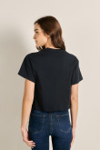 Camiseta azul intensa crop top con diseño college de NYC