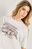 Camiseta oversize crop top unicolor con diseño racer