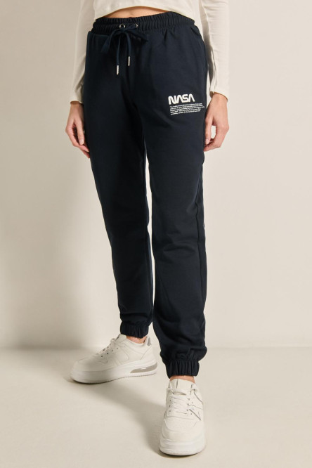 Pantalón jogger azul intenso con diseños de NASA