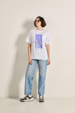 Camiseta blanca oversize manga corta con arte de Bugs Bunny