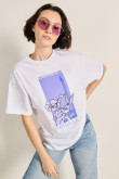 Camiseta blanca oversize manga corta con arte de Bugs Bunny