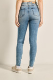 Jean jegging azul claro con tiro súper alto y desgastes