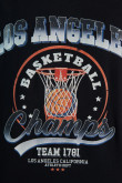 Camiseta manga corta unicolor con arte college de baloncesto