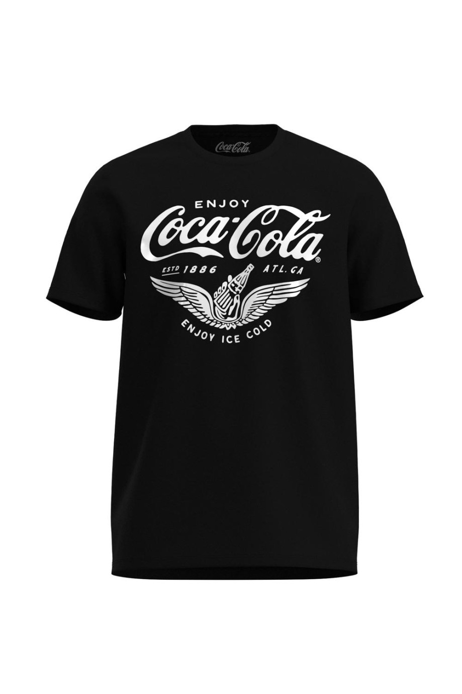 Camiseta cuello redondo unicolor con diseño de Coca-Cola