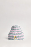 Gorro rosado a rayas tejido con bordado de Looney Tunes