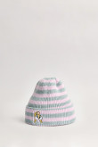 Gorro rosado a rayas tejido con bordado de Looney Tunes