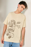 Camiseta oversize kaki manga corta con arte de Bob Esponja