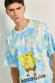 Camiseta crema tie dye oversize con diseño de Bob Esponja