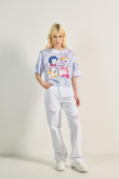 Camiseta crop top blanca oversize y arte de Hora de Aventura