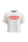 Camiseta unicolor crop top con diseño de Stranger Things