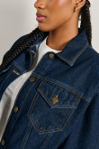 Chaqueta de jean azul cropped oversize con bolsillos