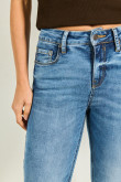 Jean azul claro jegging tiro alto ajustado con 5 bolsillos