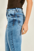 Jean azul claro jegging tiro alto ajustado con 5 bolsillos