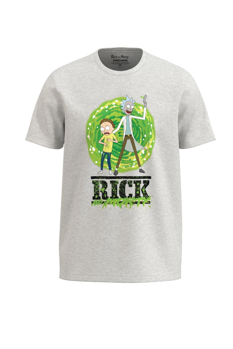 Camiseta unicolor cuello redondo con arte de Rick and Morty