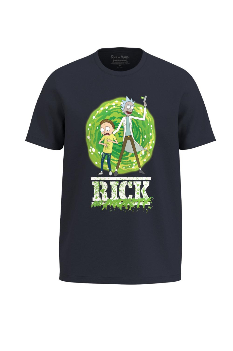 Camiseta unicolor cuello redondo con arte de Rick and Morty