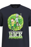 Camiseta unicolor cuello redondo con arte de Rick and Morty