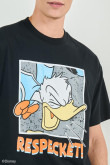 Camiseta negra oversize con diseño de Donald y manga corta