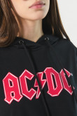 Buzo negro con capota y estampado delantero de AC/DC