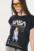 Camiseta manga corta azul intensa con estampado de NASA