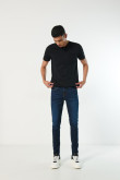 Jean súper skinny azul oscuro ajustado con tiro bajo