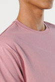 Camiseta unicolor cuello redondo en algodón con manga corta