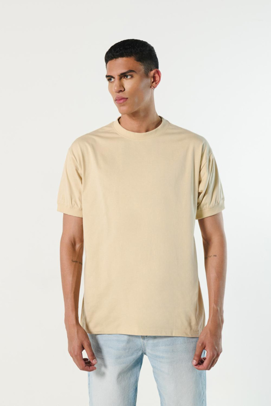 Camiseta unicolor oversize en algodón con manga corta