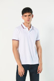 Camiseta unicolor polo con tejido en puños y cuello