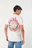 Camiseta crema con bolsillo y diseños de Rick and Morty