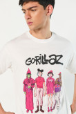 Camiseta manga corta crema clara con arte de Gorillaz