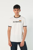 Camiseta crema manga corta con diseño college de Alemania