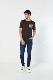 Jean ajustado skinny azul oscuro tiro bajo con 5 bolsillos