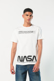 Camiseta de NASA crema clara con cuello redondo