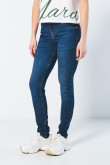 Jean jegging tiro alto azul oscuro ceñido con 5 bolsillos