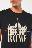 Camiseta manga corta negra con diseño college de Roma