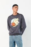 Buzo gris intenso cuello redondo con diseño de Angry Beavers