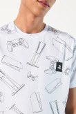 Camiseta de PlayStation blanca con cuello redondo