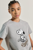 Camiseta crop top unicolor en algodón con arte de Snoopy