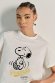 Camiseta crop top unicolor en algodón con arte de Snoopy