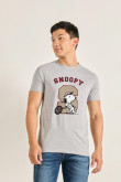 Camiseta manga corta unicolor con Snoopy estampado