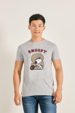 Camiseta manga corta unicolor con Snoopy estampado