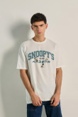 Camiseta de Snoopy college unicolor oversize manga corta