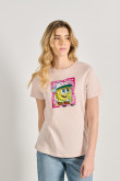 Camiseta en algodón de Bob Esponja unicolor manga corta