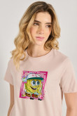 Camiseta en algodón de Bob Esponja unicolor manga corta