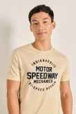 Camiseta unicolor cuello redondo con motivo racer