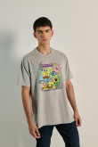 Camiseta unicolor de Bob Esponja oversize cuello redondo